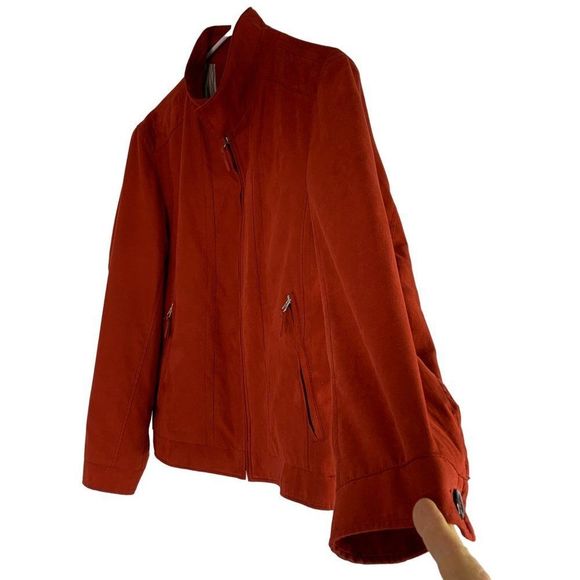 Jupiter Red Vegan Suede Bomber Jacket Mens Size Small 46 EU German 6346 EUC - Picture 2 of 15
